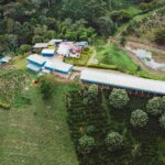 Aerial view of Finca El Mirador farm in the mountains of Huila region of Colombia