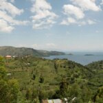 View of Lake Kivu in Rwanda at a coffee producing area