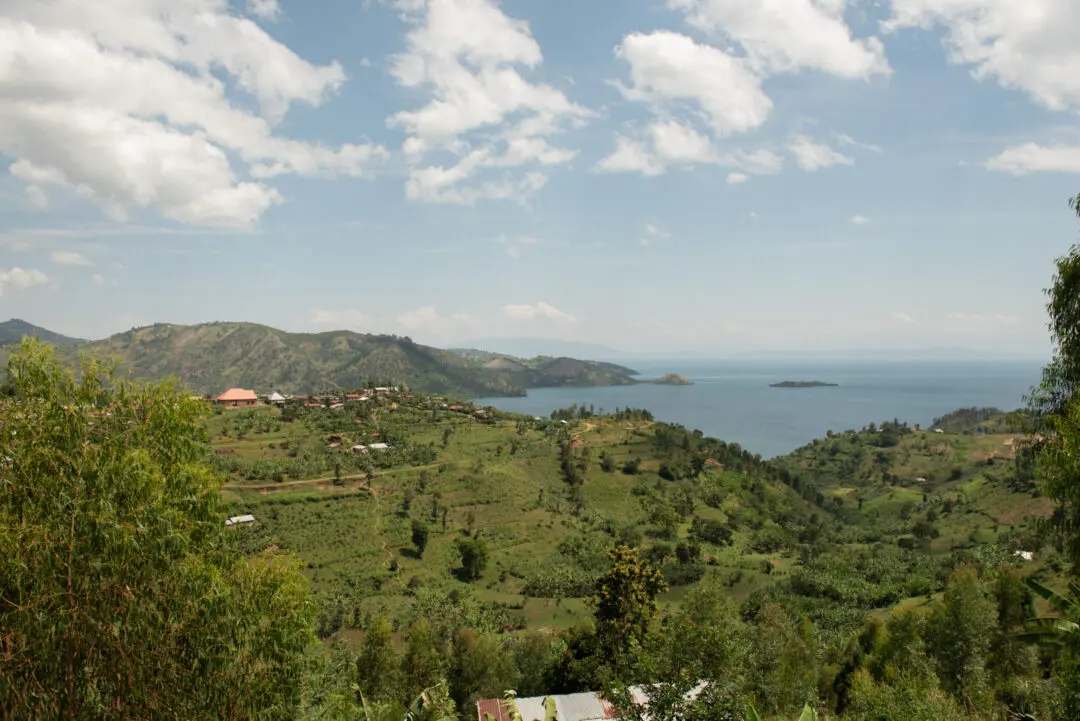 View of Lake Kivu in Rwanda at a coffee producing area