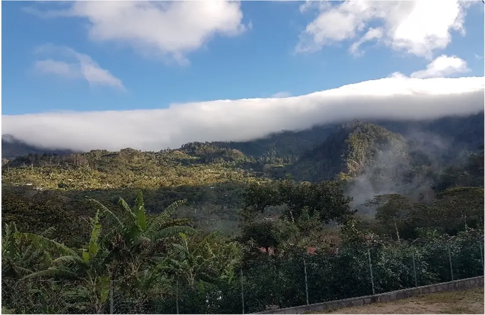 Landscape mountain view of Los Cedros Honduras