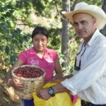 Coffee producer Remiery Orlando Carabajal at his farm Los Pinos in Honduras with family