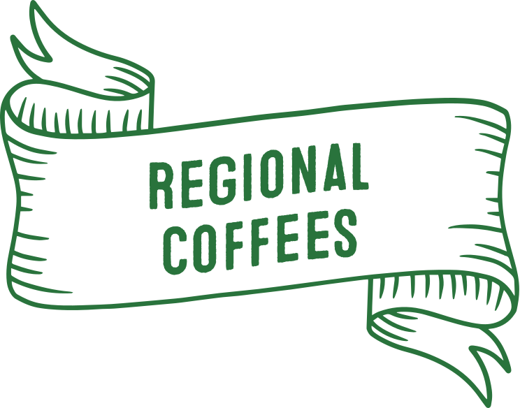 Regional coffees are a collection of green beans that represent a coffee growing area and provide a reliable offering each season that's popular for blends. This label utilises harvested coffee beans from small-holder farmers that do not become a micro-lot offering.