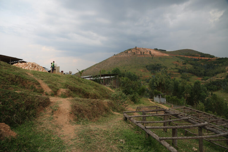 Rwandan landscape across a coffee washing station