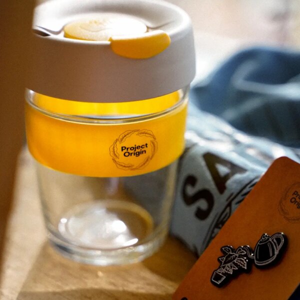 Yellow glass coffee keepcup eco friendly